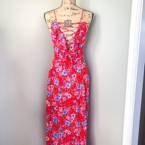 Wayf Floral Maxi Dress Red